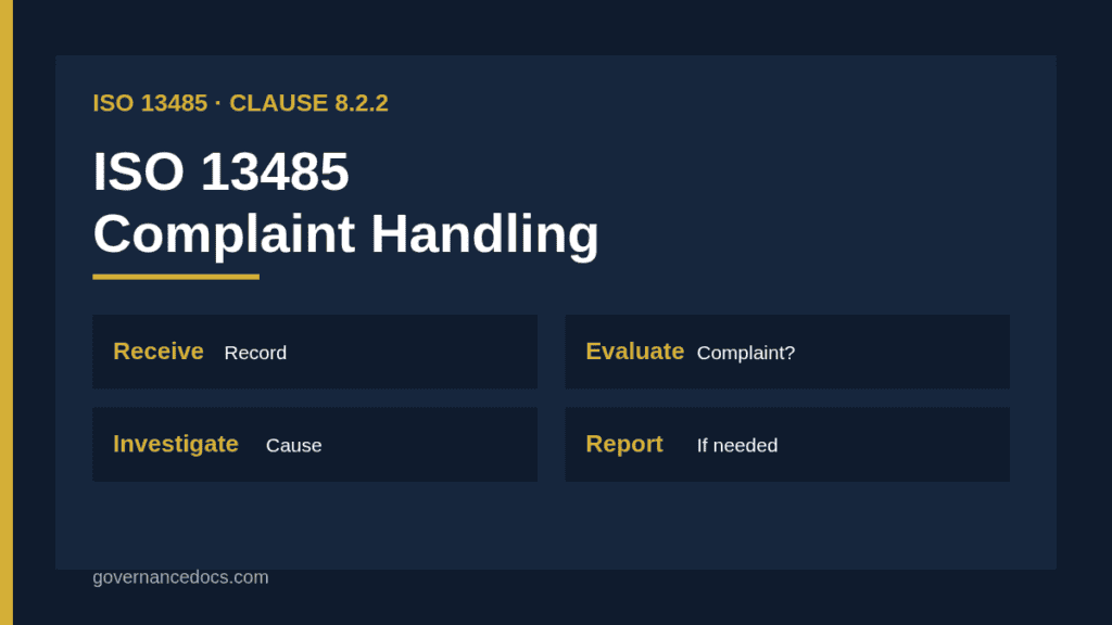 ISO 13485 complaint handling process steps