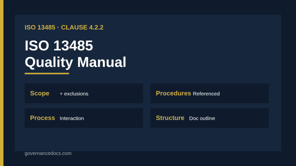 ISO 13485 quality manual outline and required contents
