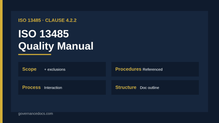 ISO 13485 quality manual outline and required contents