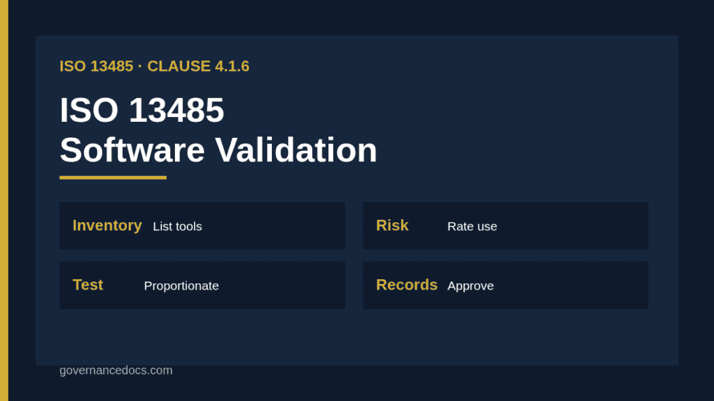 ISO 13485 software validation risk-based workflow