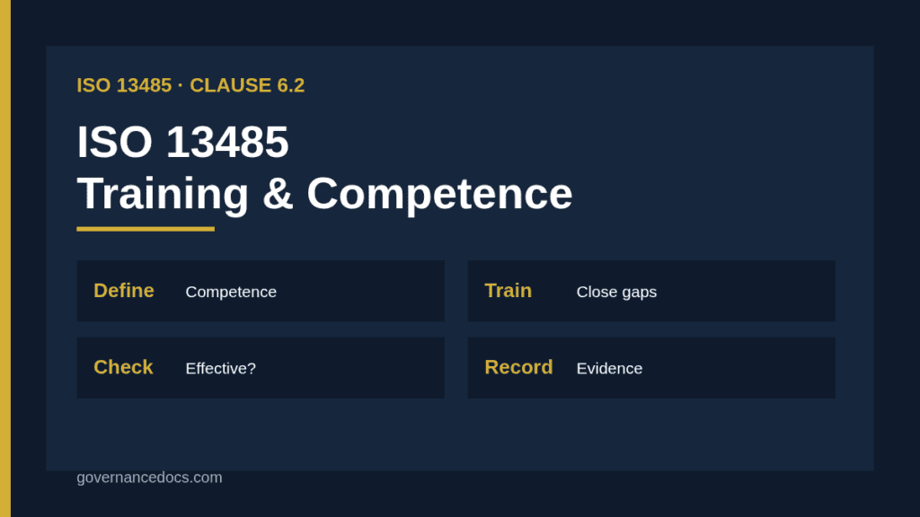 ISO 13485 training and competence clause 6.2 process