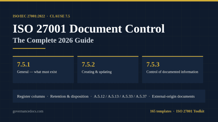 ISO 27001 document control requirements under clause 7.5 of ISO/IEC 27001:2022