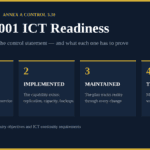 ISO 27001 ICT readiness (Annex A 5.30): the four verbs in the control statement — planned, implemented, maintained and tested