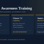 ISO 27001 security awareness training requirements compared across clause 7.3, clause 7.2 and Annex A control 6.3