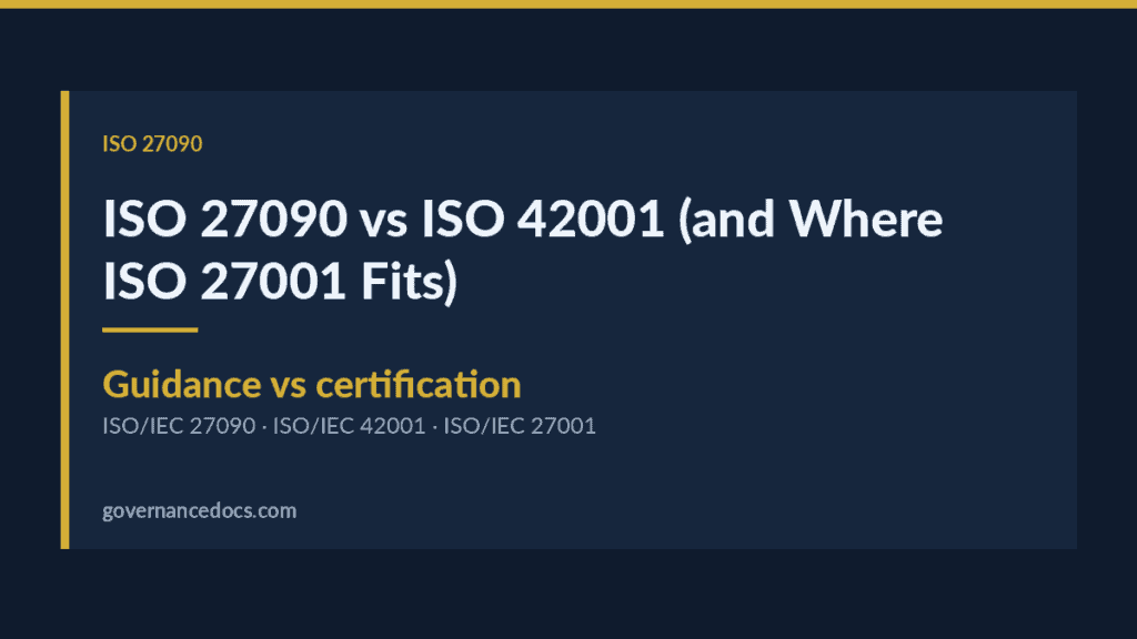 Governance Docs article on ISO 27090 vs ISO 42001 and ISO 27001 context.