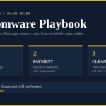 ransomware playbook — Contain first, protect backups, restore only from verified-clean copies