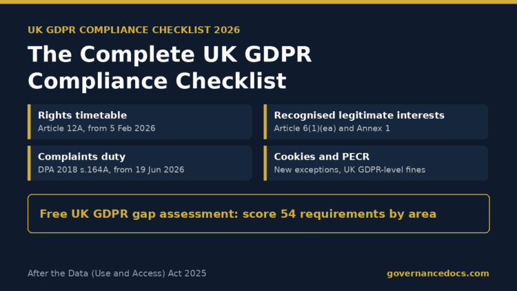UK GDPR compliance checklist 2026 infographic